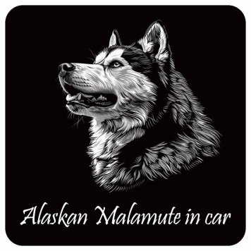 ドッグ カーステッカー イラスト付 Dog in Car アラスカンマラミュート Aタイプ セーフティサイン 犬種別 正方形 13x13cm シール リア あおり運転対策 Dog Sticker 屋外 屋内 防水 かわいい おしゃれ 安全対策 カーサイン
