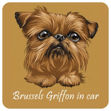 ドッグ カーステッカー イラスト付 Dog in Car ブリュッセル・グリフォン Aタイプ セーフティサイン 犬種別 正方形 13x13cm シール リア あおり運転対策 Dog Sticker 屋外 屋内 防水 かわいい おしゃれ 安全対策 カーサイン