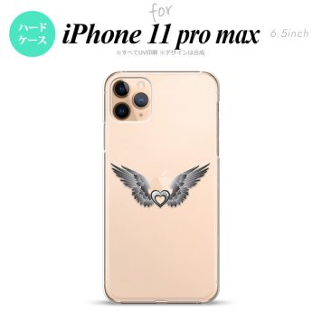 iPhone11ProMax iPhone11pro max スマホケース ハードケース 黒翼 ハート グレー メンズ レディース nk-i11pm-466