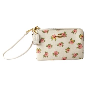 コーチ COACH ポーチ 12050 SMALL WRISTLET IN FLOWER PATCH PRINT フラワーパッチ プリント ストラップ付 ミニポーチ スマホケース LI/CHALK MULTI オフホワイト＋フラワー柄