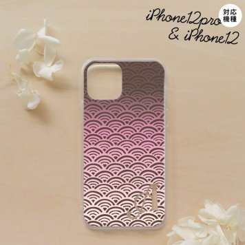 iPhone12/iPhone12pro iPhone12 / iPhone12pro スマホケース ソフトケース 青海波 ピンク +アルファベット メンズ レディース nk-i12-tp1713i
