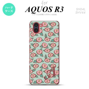 SH-04L SHV44 R3 AQUOS R3 スマホケース カバー つばき 緑 +アルファベット nk-r3-1702i