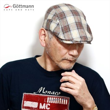 Gottmann ハンチング ハンチング帽 チェック メンズ UPF40+ 帽子 ドイツ UV加工 日焼け 熱中症予防 ハンチングキャップ ブルガリア製 ベージュ 大格子柄 40代 50代 60代 ファッション 57cm 58cm 60cm 62cm 64cm 父の日 ギフト プレゼント 敬老の日