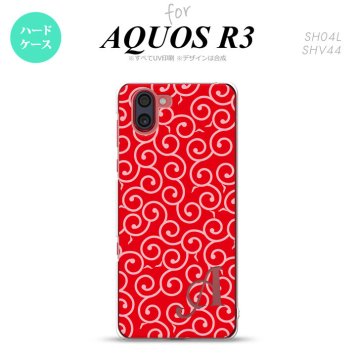 SH-04L SHV44 R3 AQUOS R3 スマホケース カバー 唐草 赤 ピンク +アルファベット nk-r3-1132i