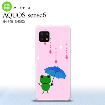 SH-54B SHG05 AQUOS sense6 スマホケース ハードケース 傘 カエル ピンク メンズ レディース nk-sens6-677