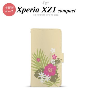 【手帳型 スマホ カバー ケース】【SO02K】【エクスペリア XZ1】手帳型 ケース SO-02K スマホ カバー Xperia XZ1 Compact エクスペリア ハイビスカスA ベージュ×ピンク nk-004s-so02k-dr1053【メール便送料無料】