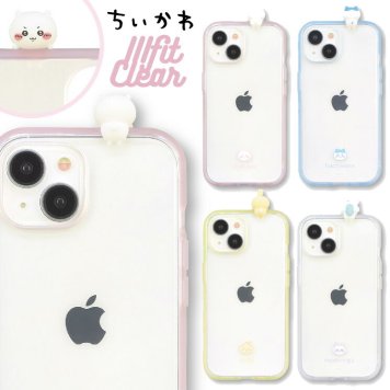 ちいかわ iPhone15 iPhone14 iPhone13 ケース ハチワレ うさぎ モモンガ ハイブリッド スマホ カバー 耐衝撃 キャラクター グッズ クリア 透明 マスコット 上乗 アイフォン アイホン 6.1inch ２眼 IIIIfit Clear CK-28
