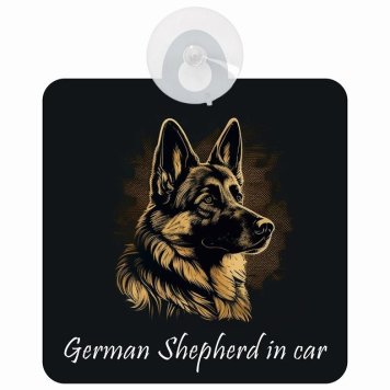German Shepherd シェパード Aタイプ 車 窓ガラス 吸盤タイプ 犬 かっこいい おしゃれ イラスト付 DOG IN CAR ドッグインカー ドッグオンボード 安全対策 セーフティサイン デコ 外出 ドライブ カーサイン 吸盤