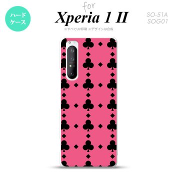 Xperia 1 II 5G スマホケース 背面カバー ストラップホール有り ハードケース トランプ クラブ ピンク 黒 ストラップホール おしゃれ かわいい かっこいい メンズ レディース nk-xp12-532