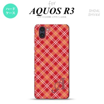 SH-04L SHV44 R3 AQUOS R3 スマホケース カバー チェック A 赤 +アルファベット nk-r3-431i