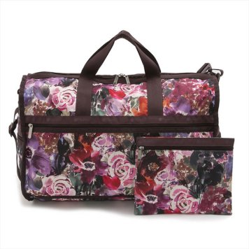 レスポートサック LeSportsac ボストンバッグ 斜めがけバッグ 7185 D985 LARGE WEEKENDER ラージウィークエンダー HARMONY FLORAL フラワー柄レッドパープル系マルチ