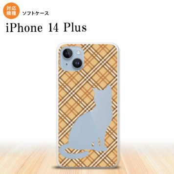 iPhone14 plsu iPhone14 plsu スマホケース 背面ケースソフトケース 猫 チェック A 茶 2022年 10月発売 nk-i14pl-tp955