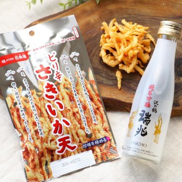 日本酒 純米吟醸ギフト ちょい飲みセット!神戸発 純米吟醸 瑞兆(ずいちょう)180ml & ピリ辛さきいか天【送料無料】