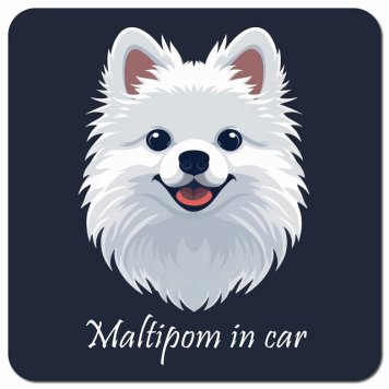 イラスト付 Dog in Car ポメマル Aタイプ カーサイン 車 マグネットステッカー 犬 マグネット 強力 13x13cm 正方形 おしゃれ かわいい ドラレコステッカー 安全対策 危険運転 煽り運転 アニマル 動物 犬種別 屋外 防水 屋内