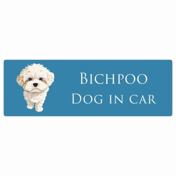 ドッグ カーステッカー イラスト付 Dog in Car ビションプー Aタイプ セーフティサイン 犬種別 長方形 15x5cm シール リア あおり運転対策 Dog Sticker 屋外 屋内 防水 かわいい おしゃれ 安全対策 カーサイン