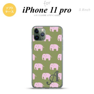 iPhone11Pro iPhone11 Pro スマホケース ソフトケース ゾウ モスグリーン +アルファベット メンズ レディース nk-i11p-tp773i