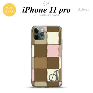 iPhone11Pro iPhone11 Pro スマホケース ソフトケース パッチワーク ミックスD 茶 +アルファベット メンズ レディース nk-i11p-tp1674i