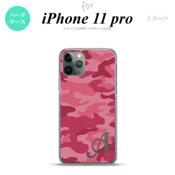 iPhone11Pro iPhone11 Pro スマホケース ハードケース ウッドランド 迷彩 A ピンク +アルファベット メンズ レディース nk-i11p-1147i