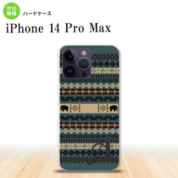 iPhone14 ProMax iPhone14 Pro Max スマホケース 背面ケース ハードケース エスニック ゾウ 青 +アルファベット 2022年 9月発売 nk-i14pm-1573i