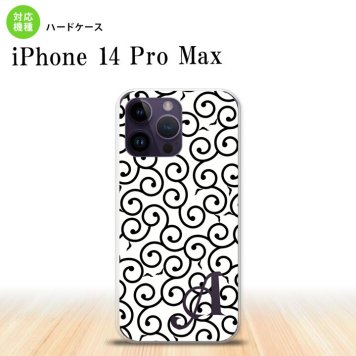 iPhone14 ProMax iPhone14 Pro Max スマホケース 背面ケース ハードケース 唐草 白 黒 +アルファベット 2022年 9月発売 nk-i14pm-1133i