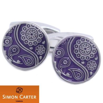 サイモンカーター PAISLEY パープル ペイズリー カフス カフリンクス カフスボタン  誕生日 カフスマニア