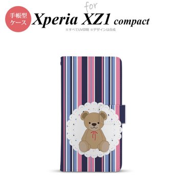 【手帳型 スマホ カバー ケース】【SO02K】【エクスペリア XZ1】手帳型 ケース SO-02K スマホ カバー Xperia XZ1 Compact エクスペリア くま(B) 青×ピンク nk-004s-so02k-dr759【メール便送料無料】