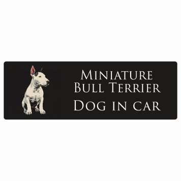 ドッグ カーステッカー イラスト付 Dog in Car ミニチュアブルテリア Aタイプ セーフティサイン 犬種別 長方形 15x5cm シール リア あおり運転対策 Dog Sticker 屋外 屋内 防水 かわいい おしゃれ 安全対策 カーサイン