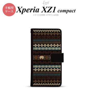 【手帳型 スマホ カバー ケース】【SO02K】【エクスペリア XZ1】手帳型 ケース SO-02K スマホ カバー Xperia XZ1 Compact エクスペリア エスニックゾウ 黒 nk-004s-so02k-dr1571【メール便送料無料】