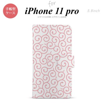 iPhone11Pro iPhone11 Pro 手帳型スマホケース カバー 唐草 クリア ピンク  nk-004s-i11p-dr1125