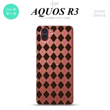 SH-04L SHV44 R3 AQUOS R3 スマホケース カバー アーガイル クリア 黒 nk-r3-1402