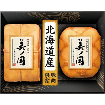 夏の贈り物お中元 北海道 プレミアム 美ノ国 ニッポンハム 熟成ロースハム（390g）・熟成ももハム（280g）×各1