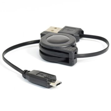 ノーブランド 【メール便での発送商品】巻取り式microUSBケーブル (ブラック) KCUSBMICRO