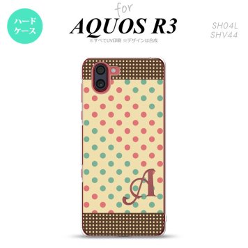 SH-04L SHV44 R3 AQUOS R3 スマホケース カバー ドット 水玉 C ベージュ ミント +アルファベット nk-r3-1647i