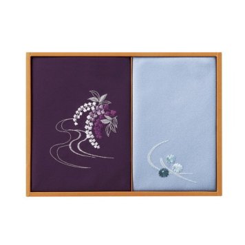 【送料無料・包装無料・のし無料】刺繍入り二巾風呂敷&刺繍入り金封包み 紫 H018(B5) ギフト 敬老の日 入学祝い 卒業祝い 就職祝い 結婚祝い 誕生日 出産祝い 引越祝い 香典返し 新盆 初盆 御礼 お中元 内祝い 快気祝い ご挨拶 志 法事
