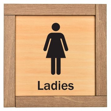 Ladies 木枠付 木製トイレプレート サインプレート ドアプレート ピクトサイン 四角形 トイレマーク 男子 女子 男 女 おとこ おんな 便所 殿方 夫人 御手洗 便器 シンボル Ladies Gentlemen All gender 車椅子