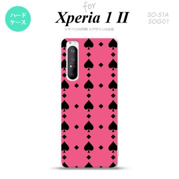 Xperia 1 II 5G スマホケース 背面カバー ストラップホール有り ハードケース トランプ スペード ピンク 黒 ストラップホール おしゃれ かわいい かっこいい メンズ レディース nk-xp12-538