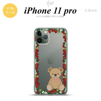 iPhone11Pro iPhone11 Pro スマホケース ソフトケース くま イチゴ クリア メンズ レディース nk-i11p-tp1509