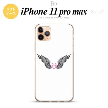 iPhone11ProMax iPhone11pro max スマホケース ソフトケース 黒翼 ハート 白 ピンク メンズ レディース nk-i11pm-tp469