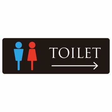 トイレ 案内 シール 男女マーク ブラック＆カラー 右 矢印 長方形 方向案内 進路ドア 防水 屋内 屋外 サインステッカー ピクトサイン トイレマーク表示 案内 注意 施設 御手洗 TOILET おしゃれ シンプル 安全対策