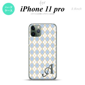 iPhone11Pro iPhone11 Pro スマホケース ハードケース アーガイル 青 グレー +アルファベット メンズ レディース nk-i11p-1413i