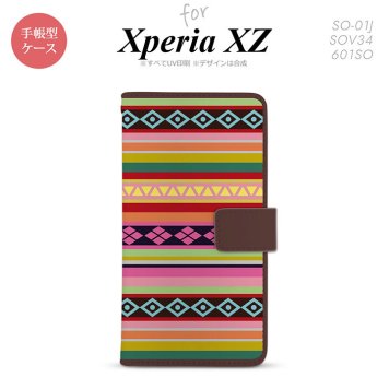 【手帳型 スマホ カバー ケース】【SO01J】【エクスペリア XZ 】手帳型 ケース SO-01J スマホ カバー XPERIA XZ エクスペリア エスニックボーダー ピンク nk-004s-so01j-dr1561【メール便送料無料】