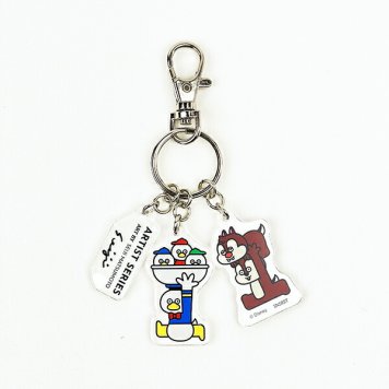 ディズニー 3連アクリルキーホルダー ドナルド チップとデール B ブルー Disney