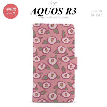 SH-04L/SHV44 AQUOS R3 手帳型スマホケース カバー つばき ピンク  nk-004s-r3-dr1704