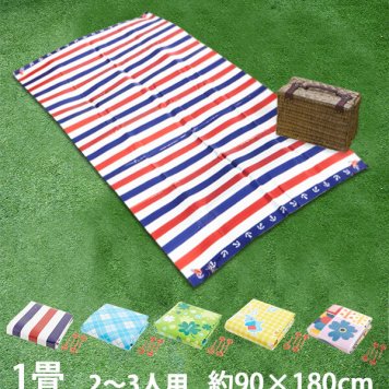 レジャーシート 1畳サイズ 2～3人用 クッションマット 90cm×180cm ストッパー付 座り心地やわらか 防水効果 picora 冷・湿気防止 3層構造 クローバー 緑