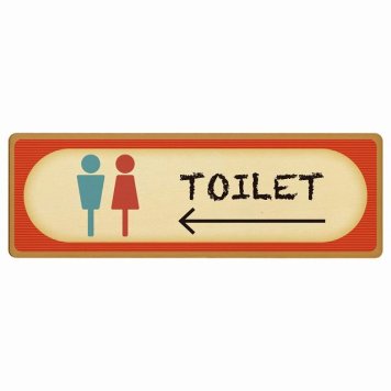 トイレ プレート 木製 男女マーク レトロ デザイン 左 矢印 長方形 18x6cm 方向案内 進路ドア サインプレート ピクトサイン トイレマーク表示 案内 注意 施設 御手洗 TOILET おしゃれ シンプル 安全対策