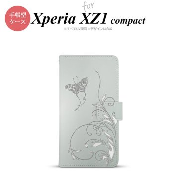 【手帳型 スマホ カバー ケース】【SO02K】【エクスペリア XZ1】手帳型 ケース SO-02K スマホ カバー Xperia XZ1 Compact エクスペリア 蝶と草 グレー nk-004s-so02k-dr1631【メール便送料無料】