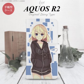 SH-03K/SHV42/706SH AQUOS R2 手帳型スマホケース カバー 女の子 キャラ 青  nk-004s-r2-dr1325