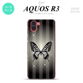 SH-04L SHV44 R3 AQUOS R3 スマホケース カバー バタフライ 蝶 E 黒 nk-r3-315