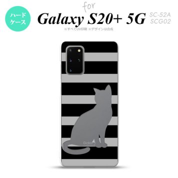 SC-52A SCG02 Galaxy S20+ 5G スマホケース ハードケース 猫 ボーダー B 黒 メンズ レディース nk-s20p-962