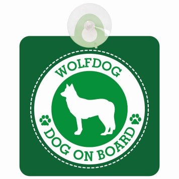 セーフティサイン DOG ON BOARD Wolfdog ウルフドッグ グリーン 安全運転 車内用 吸盤タイプ 煽り運転対策 収れん火災防止タイプ 安全対策 カーサイン 吸盤 肉球マーク